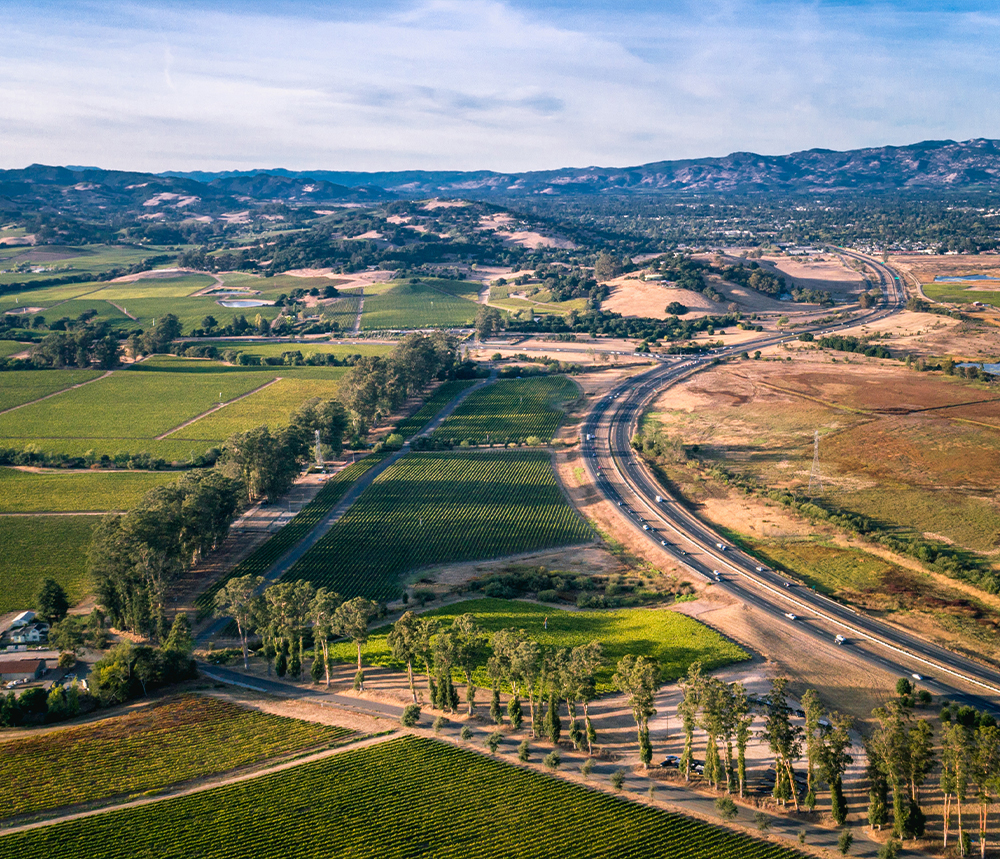 Aerial view of Sonoma County