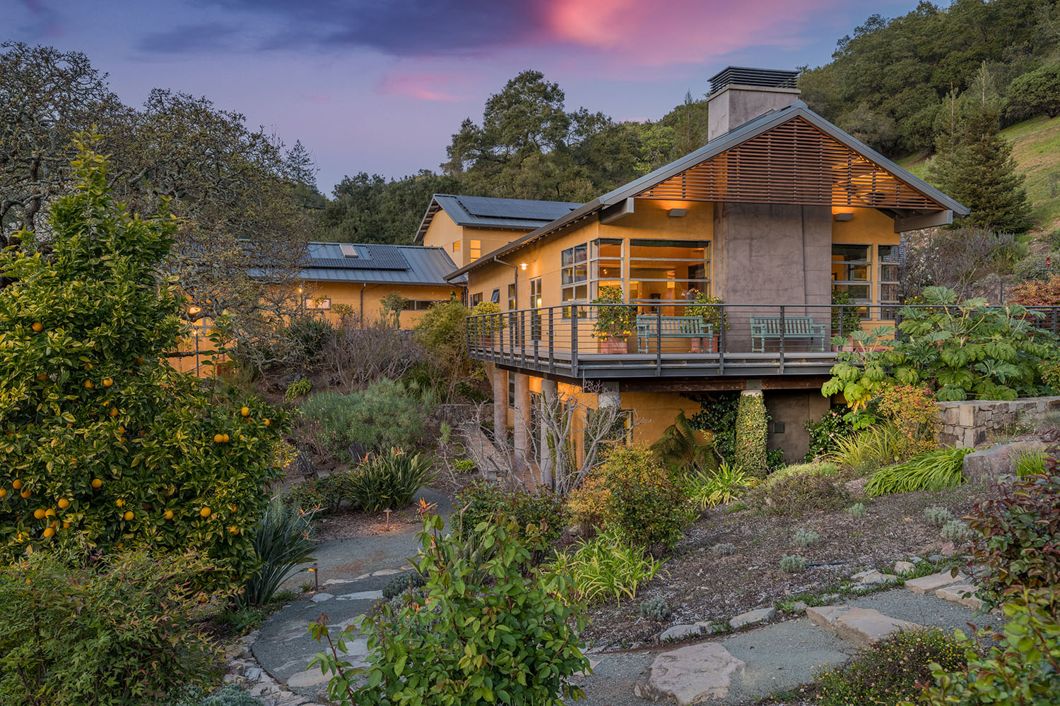 Sonoma California house at sunset